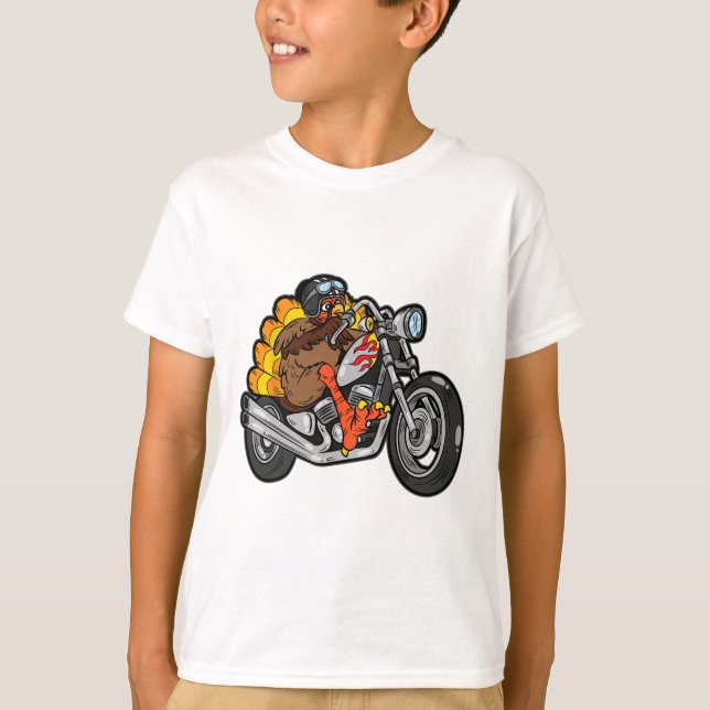 Coola för Thanksgiving av motorcykeldagen i Turkie T Shirt (Framsida)
