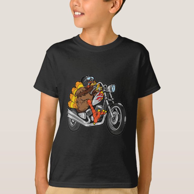 Coola för Thanksgiving av motorcykeldagen i Turkie T Shirt (Framsida)
