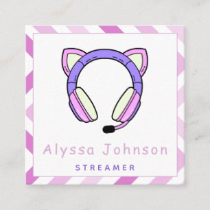 Coola för Trendig av Cute & Girly Streamer Gamer H Fyrkantigt Visitkort