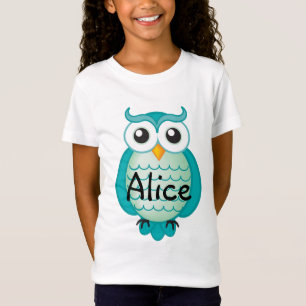 Coola för uggla för gullig Aqua klok T Shirt