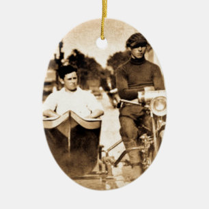 Coola för vintagemotorcykel- och för sidobil old julgransprydnad keramik