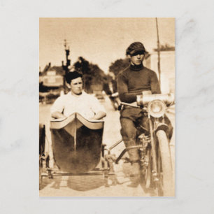 Coola för vintagemotorcykel- och för sidobil old vykort