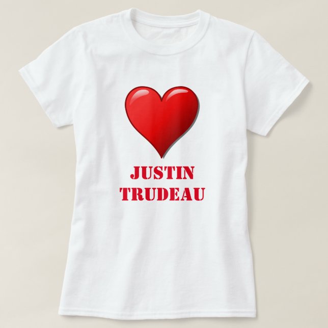 Coola för vit Justin Trudeau för gullig röd T Shirt (Design framsida)