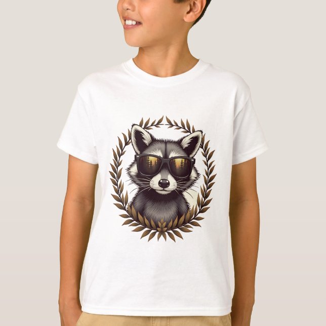 Coola Forest Raccoon i Sunglasses Artwork T Shirt (Framsida)