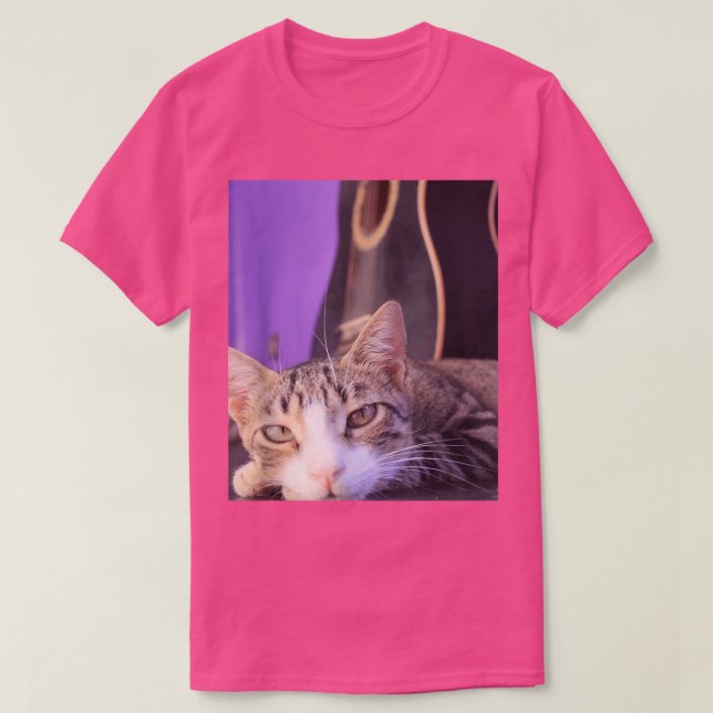 Coola Fotokateter med gitarr för katter med gitarr T Shirt (Design framsida)