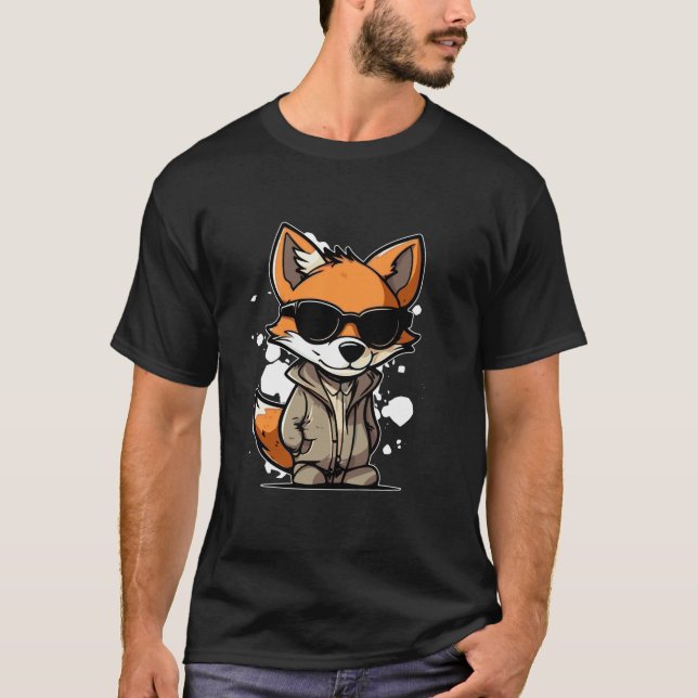 Coola Foxes Sunglass Relaxing Forest Animals Long T Shirt (Framsida)