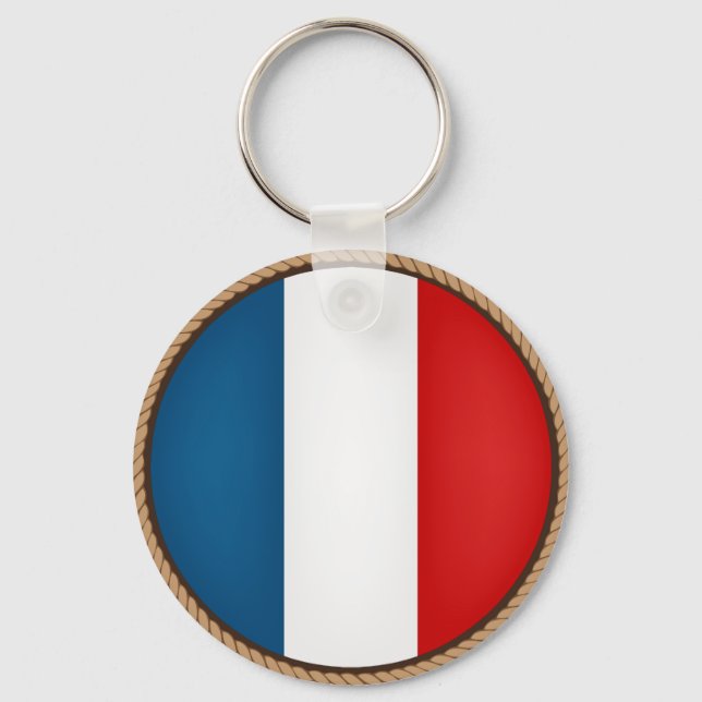 Coola Frankrike Flagga Seal Nyckelring (Framsida)
