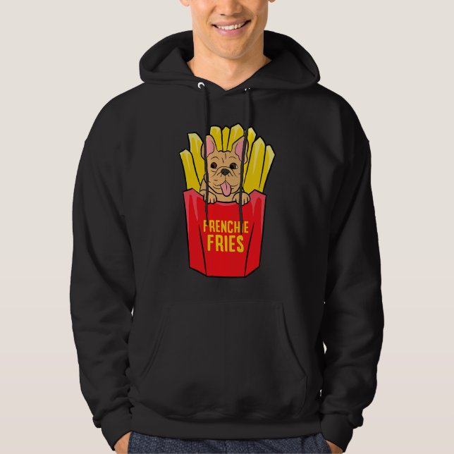 Coola Fransk Bulldog Frenchie Fries Hoodie (Framsida)