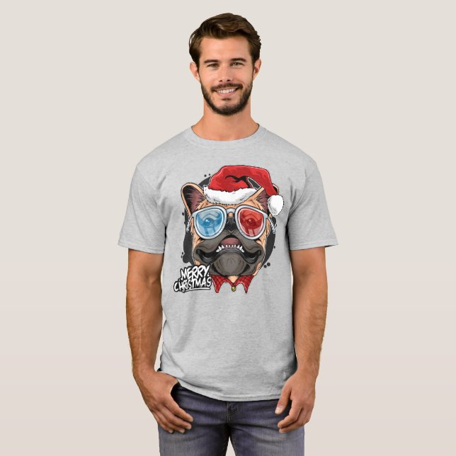Coola Fransk Bulldog-jul T Shirt (Hel framsida)