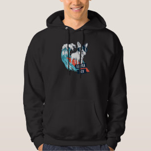 Coola Frenchie Bull Dog Surfer Boy Surfing Riding  Hoodie