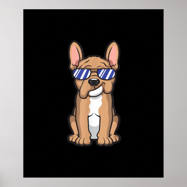 coola frenchie fransk bulldog sunglass söt gåva poster (Framsidan)