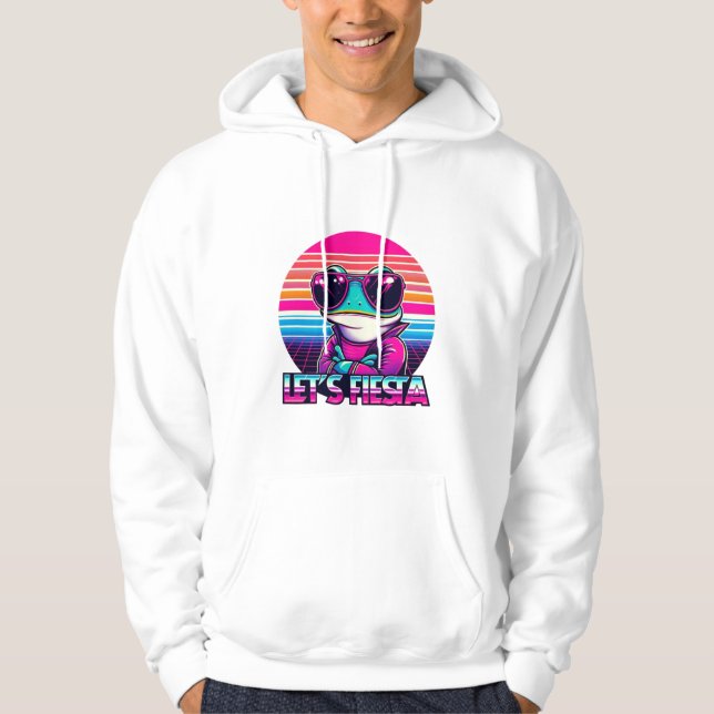 Coola Frog 80-talet Party Vibes Hoodie (Framsida)