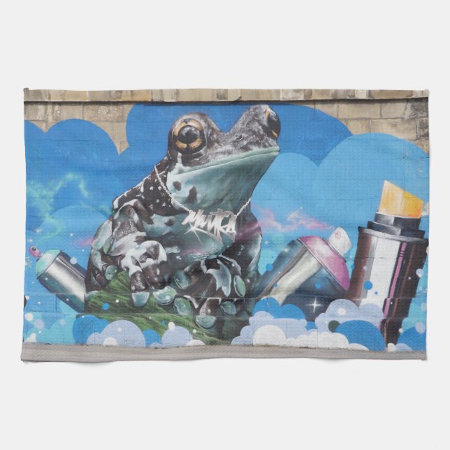 Coola Frog Graffiti Sprayer Kökshandduk (Horisontell)
