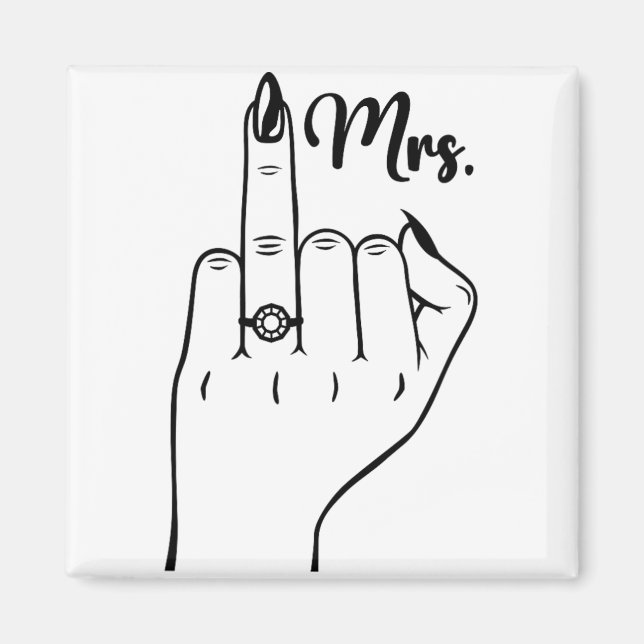 Coola Fru Ny gifta Wife Bröllop Finger Ring Br Magnet (Framsidan)