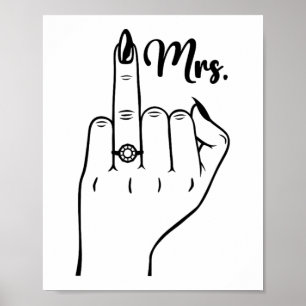 Coola Fru Ny gifta Wife Bröllop Finger Ring Br Poster