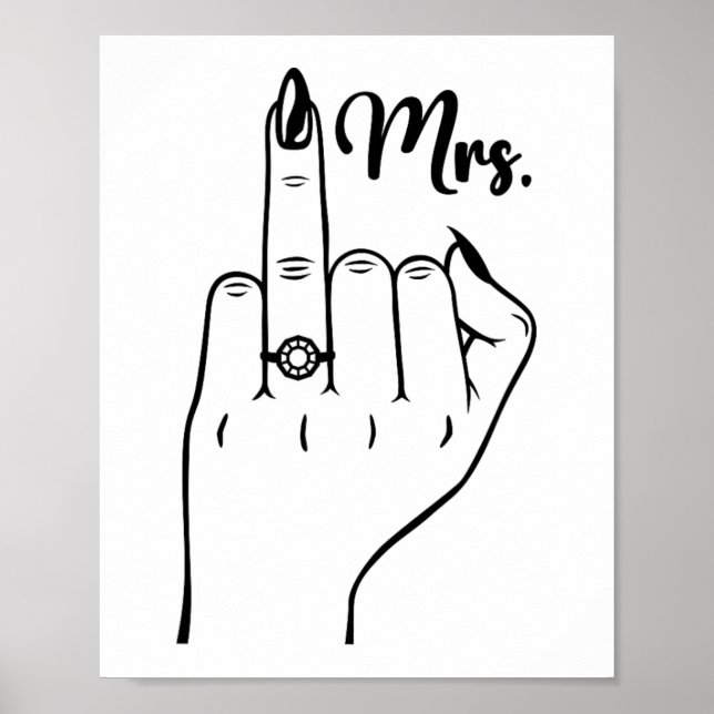 Coola Fru Ny gifta Wife Bröllop Finger Ring Br Poster (Framsidan)
