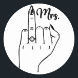 Coola Fru Ny gifta Wife Bröllop Finger Ring Br Runt Klistermärke<br><div class="desc">Coola Ny gifta Wife Bröllop Finger Bride Design</div>