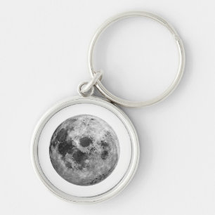 Coola Full Moon Graphic Space Astronomy Science Rund Silverfärgad Nyckelring