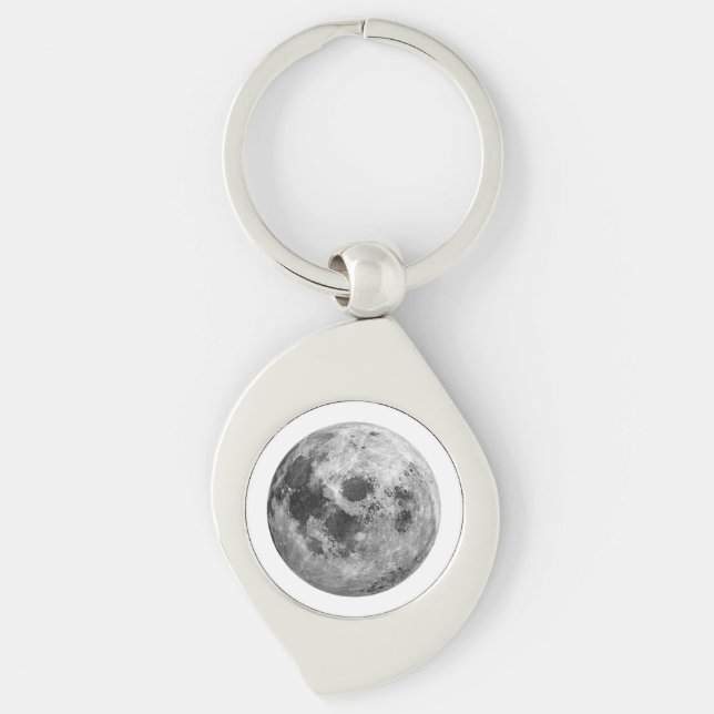 Coola Full Moon Graphic Space Astronomy Science Swirl Silverfärgad Nyckelring (Framsidan)