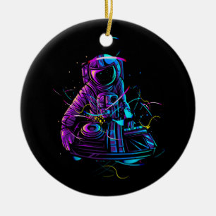 Coola Funky Astronaut Dj spelar turntable in Spac Julgransprydnad Keramik