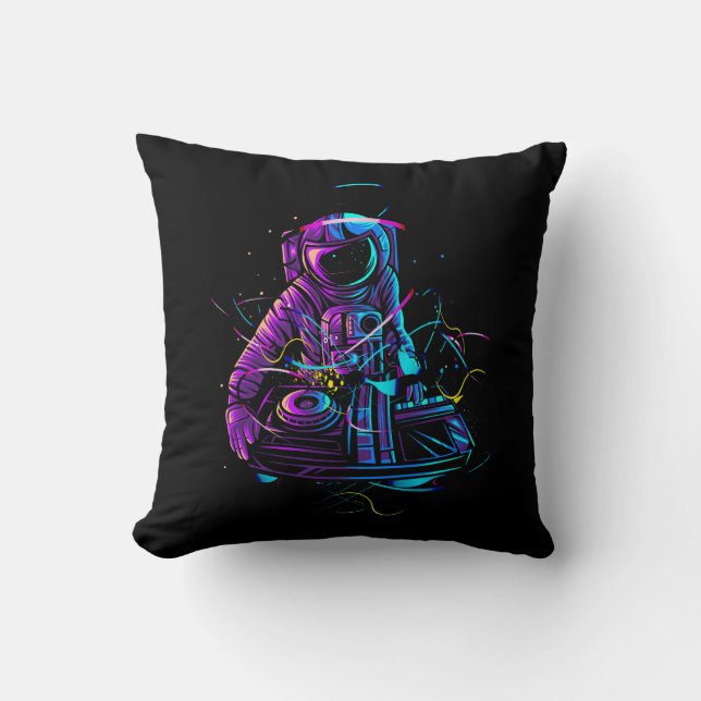 Coola Funky Astronaut Dj spelar turntable in Spac Kudde (Framsida)