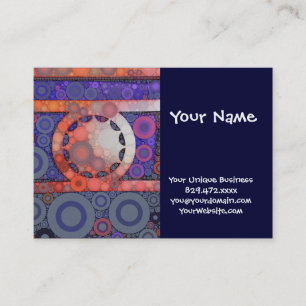 Coola Funky Circle Star Mosaic Mönster Indigo Red Visitkort