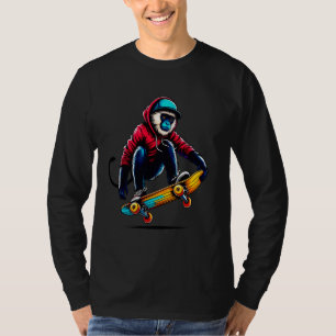 Coola Funky Colobus Monkey Skateboarding Illustrat T Shirt