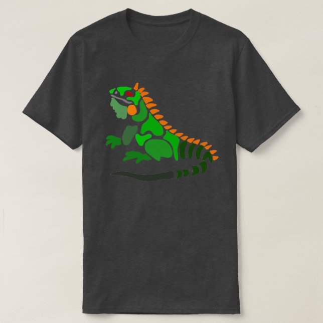Coola Funny Artsy Grönt Iguana Abstrakt Art  T Shirt (Design framsida)