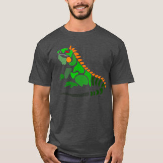Coola Funny Artsy Grönt Iguana Abstrakt Art T Shirt