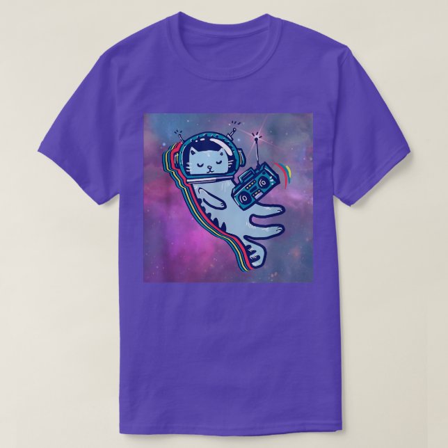 Coola Funny Astronaut Music Cat Illustration Graph T Shirt (Design framsida)