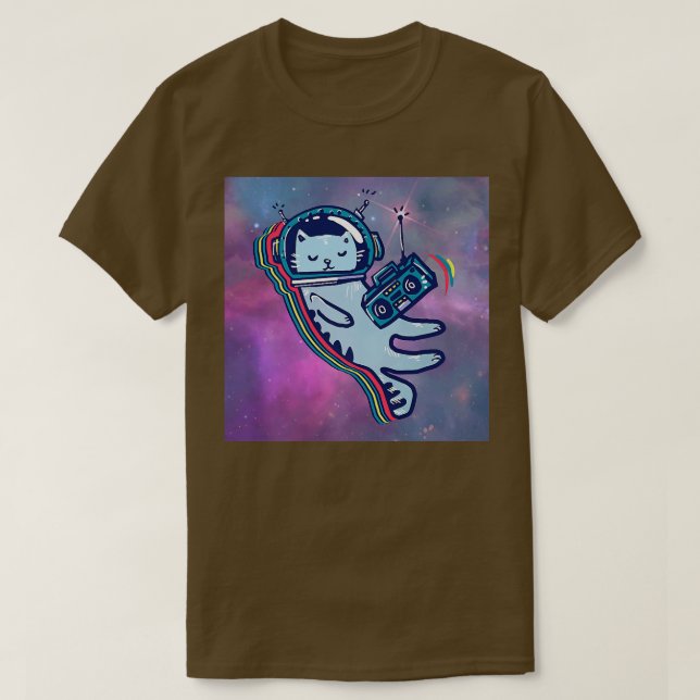 Coola Funny Astronaut Music Cat Illustration Graph T Shirt (Design framsida)