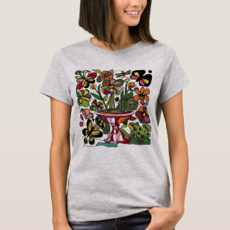 Coola Funny Frog and Butterflies Garden Abstrakt T Shirt