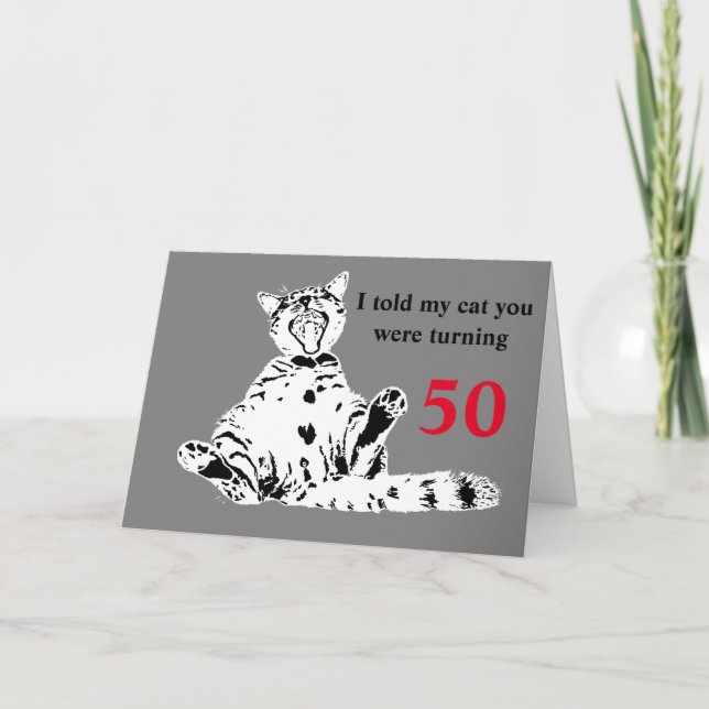 Coola Funny Kat 50:e födelsedagen Kort (Framsida)