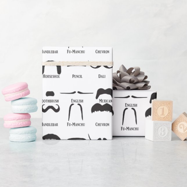 Coola Funny Mustache-diagram Presentpapper (Baby Shower)