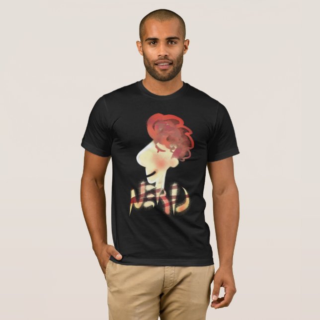 Coola Funny Nerd Guy Tecknad Teckning T Shirt (Hel framsida)