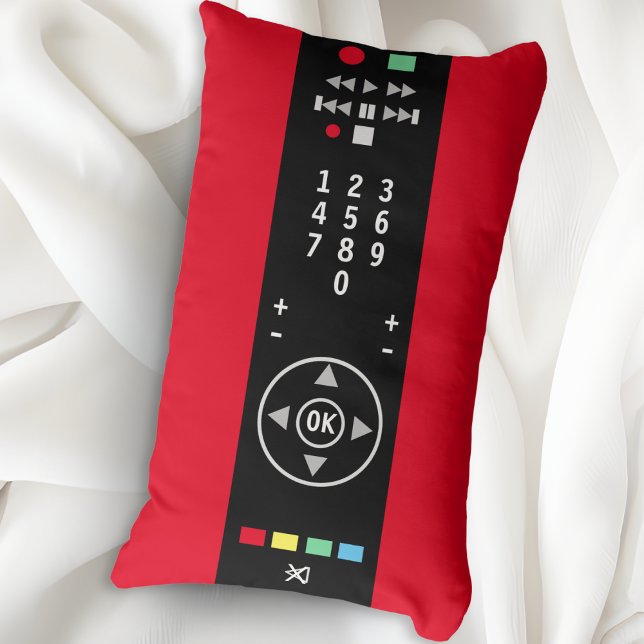 Coola Funny Novelty Red and Black TV Remote Contro Lumbarkudde (A funny novelty lumbar pillow in red and black, with remote control design, ideal for tech lovers)