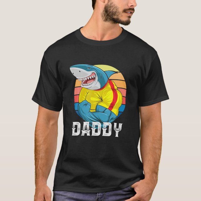 Coola Funny pappa, Strong Muscles Shark, Best Papp T Shirt (Framsida)