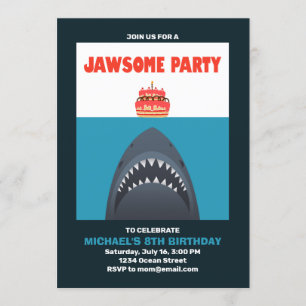 Coola Funny Shark Birthday-inbjudan Inbjudningar