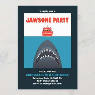 Coola Funny Shark Birthday-inbjudan Inbjudningar