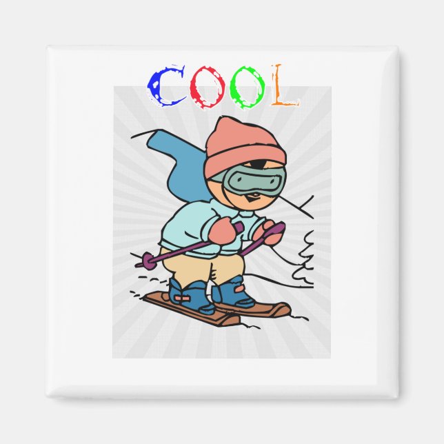 Coola Funny Skier | skidformning | Lustigt Magnet (Framsidan)
