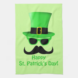Coola Funny St. Patrick's Day Mustache Top hat Man Kökshandduk