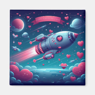 Coola-/futuristiska-/rymdvarvsdag för valentin magnet