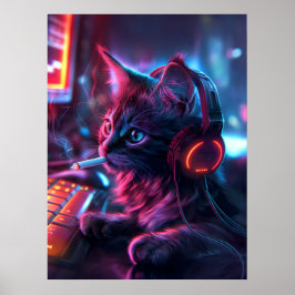 Coola Gamer Cat Smony Poster