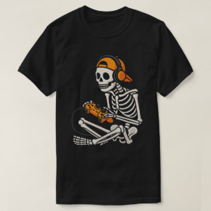 Coola Gamer-Skelett med Hörlurar – Rolig Gaming T Shirt