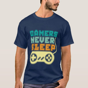Coola Gamer T-skjortor sover aldrig Tee Shirt