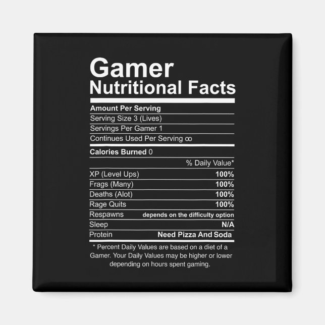 Coola Gamer-videospel för näringsfag är lustigt Magnet (Framsidan)