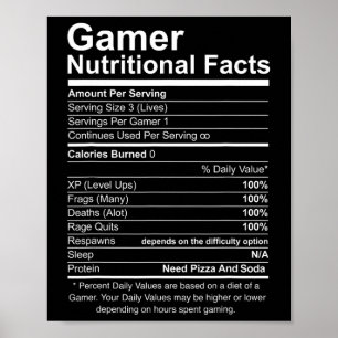 Coola Gamer-videospel för näringsfag är lustigt Poster