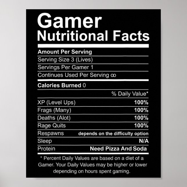Coola Gamer-videospel för näringsfag är lustigt Poster (Framsidan)