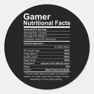Coola Gamer-videospel för näringsfag är lustigt Runt Klistermärke