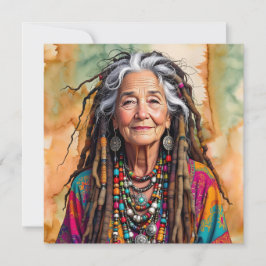 Coola Gamla Dam i Dread låser Hippie Woman Blank